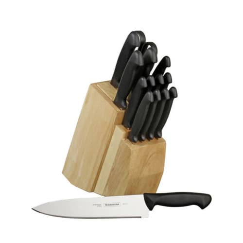 Tramontina Diamant 15 Piece Knife Block Set, Black and Silver